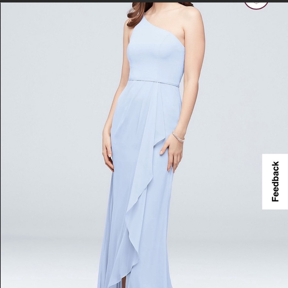NWT David’s Bridal ice blue size 4 one shoulder brand new bridesmaid dress